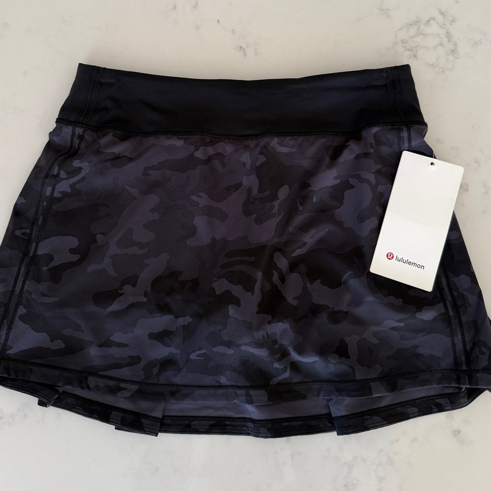 New Lululemon Pace Revival Skort Skirt Womens 6 Tall Black Gray Camo Tennis